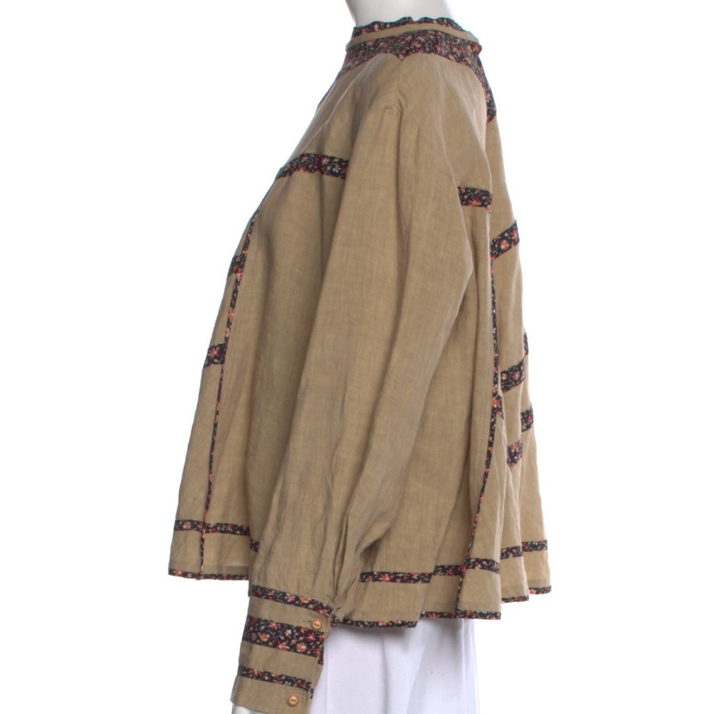 Isabel Marant Tan and Black Cape-Style Top with Decorative Trim